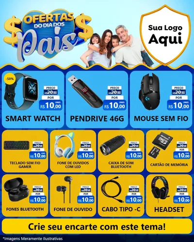 Modelo de Rede Social para Feed Instagram com o tema Ofertas do Dia dos Pais para Informática