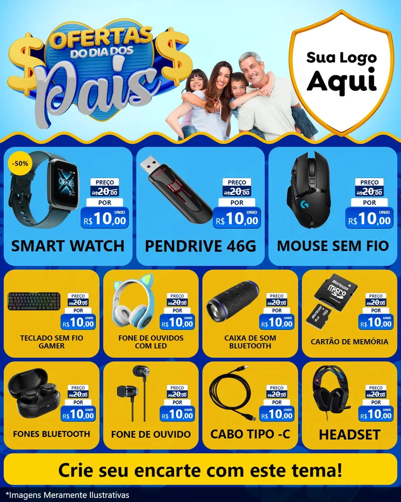 Modelo de Rede Social para Feed Instagram com o tema Ofertas do Dia dos Pais para Informática