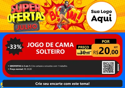Modelo de Cartaz para Cartaz A4 Horizontal com o tema Super Ofertas Julho para Cama, Mesa e Banho