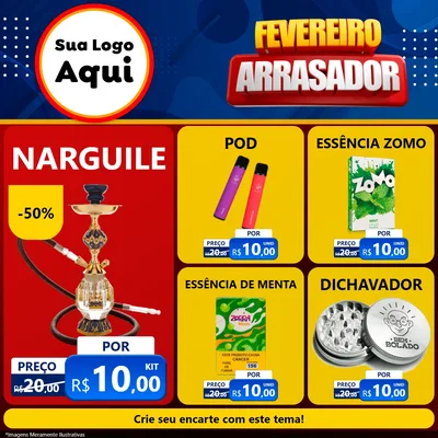 Modelo de Rede Social para Feed Facebook com o tema Fevereiro Arrasador para Tabacaria