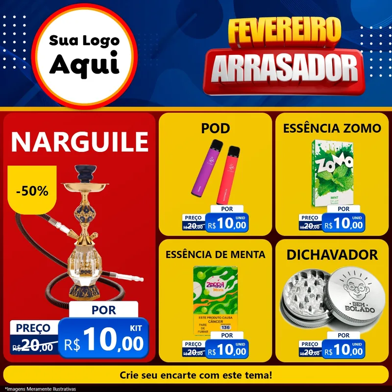 Modelo de Rede Social para Feed Facebook com o tema Fevereiro Arrasador para Tabacaria