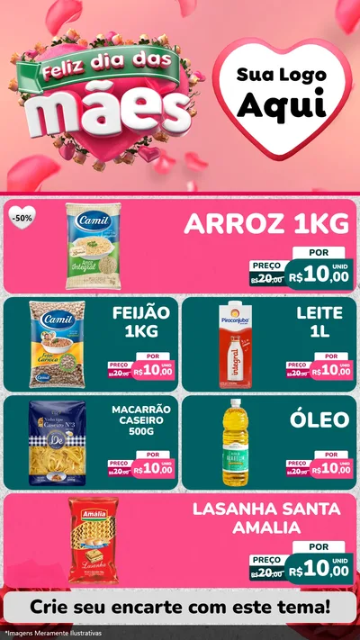 Modelo de TV para TV Vertical com o tema Feliz Dia das Mães para Supermercado