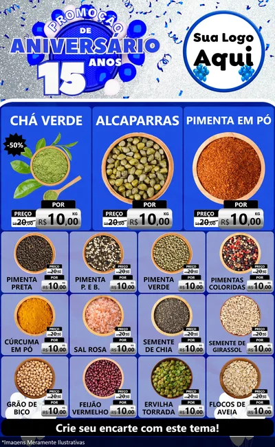 Modelo de Encarte para Encarte Grande com o tema Promoção de Aniversário - 15 Anos para Produtos Naturais