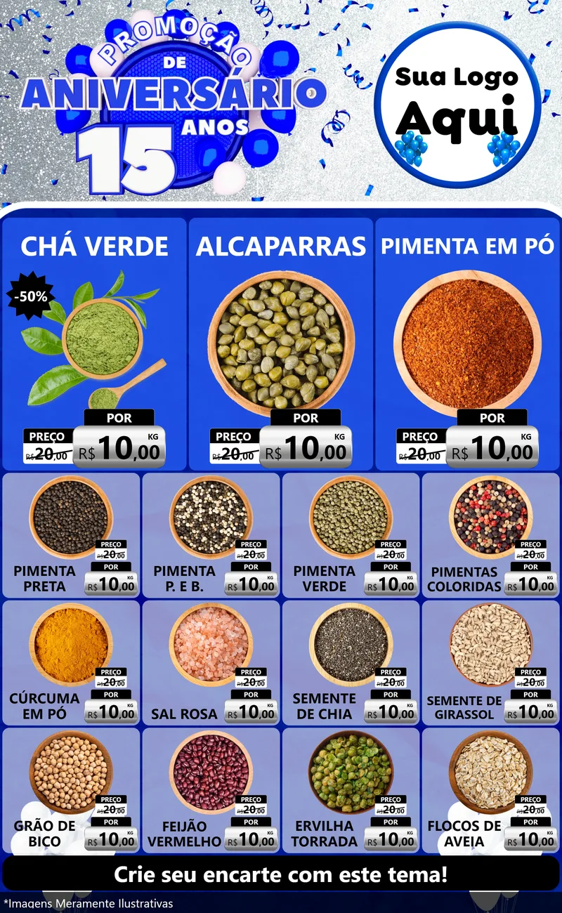 Modelo de Encarte para Encarte Grande com o tema Promoção de Aniversário - 15 Anos para Produtos Naturais