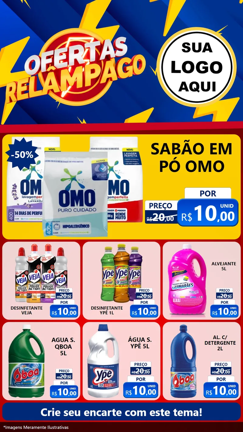 Modelo de Rede Social para Stories com o tema Ofertas Relâmpago para Produtos de Limpeza
