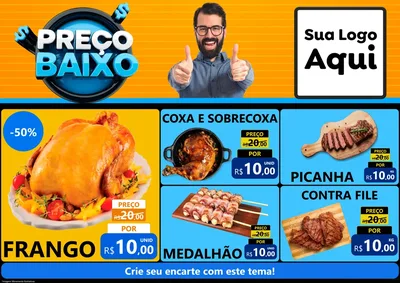 Modelo de Encarte para Encarte A4 Horizontal com o tema Preço Baixo para Assados