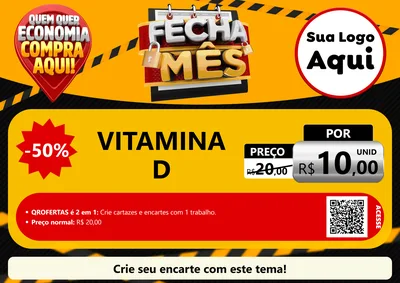 Modelo de Cartaz para Cartaz A4 Horizontal com o tema Fecha Mês para Farmácia