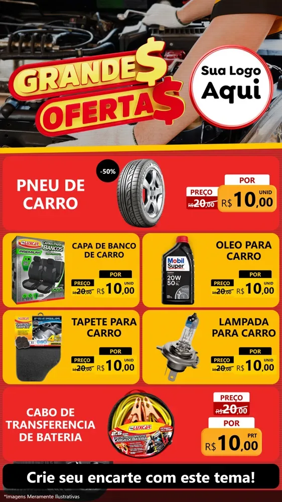 Modelo de TV para TV Vertical com o tema Grandes Ofertas - Autopeças para Auto peças
