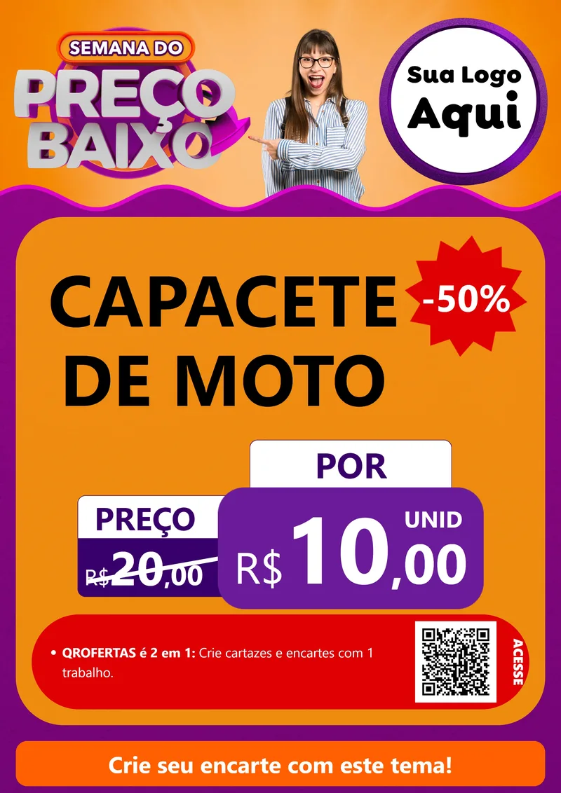Modelo de Cartaz para Cartaz A4 Vertical com o tema Semana do Preço Baixo para Moto peças