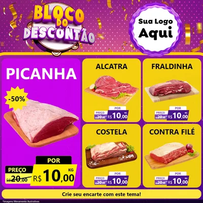 Modelo de Rede Social para Feed Facebook com o tema Bloco do Descontão para Açougue