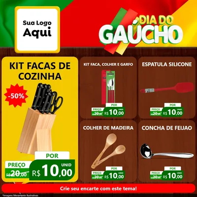 Modelo de Rede Social para Feed Facebook com o tema Dia do Gaúcho para Utilidades Domésticas