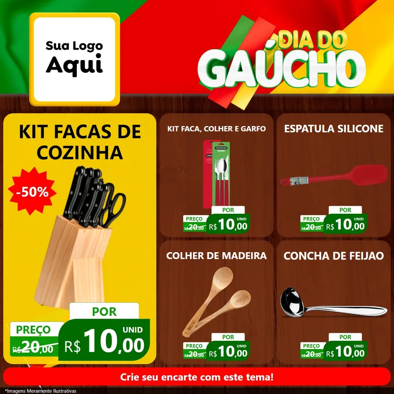 Modelo de Rede Social para Feed Facebook com o tema Dia do Gaúcho para Utilidades Domésticas