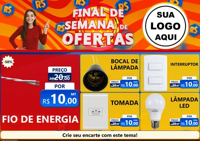 Modelo de Encarte para Encarte A4 Horizontal com o tema Final de Semana de Ofertas para Materiais Elétricos