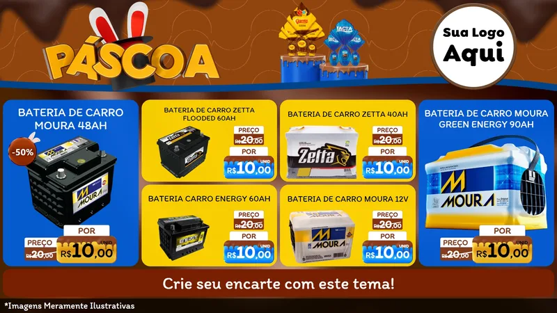 Modelo de TV para TV Horizontal com o tema Páscoa para Baterias Elétricas