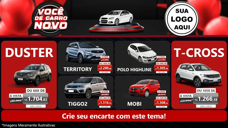 Modelo de TV para TV Horizontal com o tema Você de Carro Novo para Concessionaria de Carros