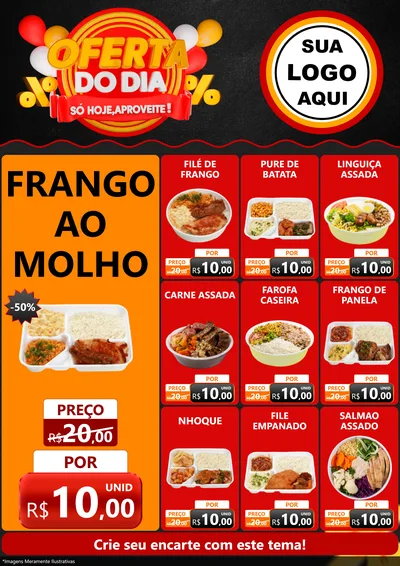 Modelo de Encarte para Encarte A4 Vertical com o tema Oferta do Dia - Só hoje, Aproveite! para Restaurante
