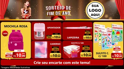 Modelo de TV para TV Horizontal com o tema Sorteio de Fim de Ano para Papelaria