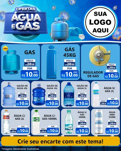 Modelo de Rede Social para Feed Instagram com o tema Ofertas Água e Gás para Água e gás