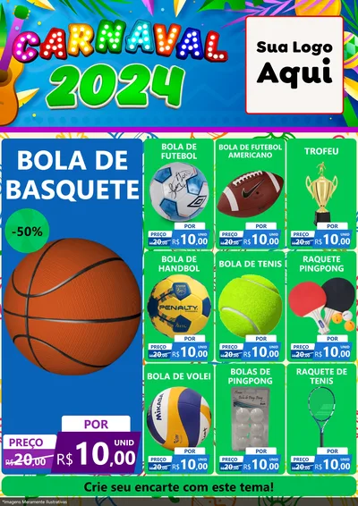 Modelo de Encarte para Encarte A4 Vertical com o tema Carnaval 2027 para Artigos Esportivos