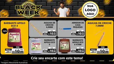 Modelo de TV para TV Horizontal com o tema Black Week para Armarinho e Aviamentos
