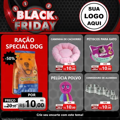 Modelo de Rede Social para Feed Facebook com o tema Black Friday para Pet Shop