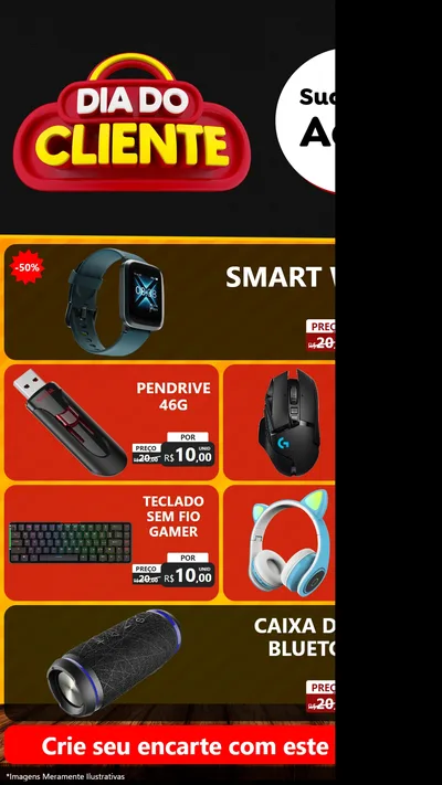 Modelo de TV para TV Vertical com o tema Dia do Cliente para Informática