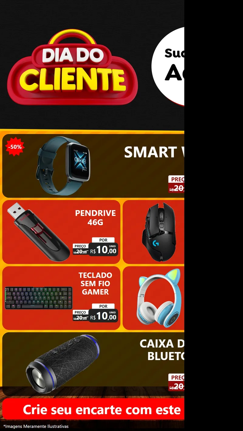 Modelo de TV para TV Vertical com o tema Dia do Cliente para Informática