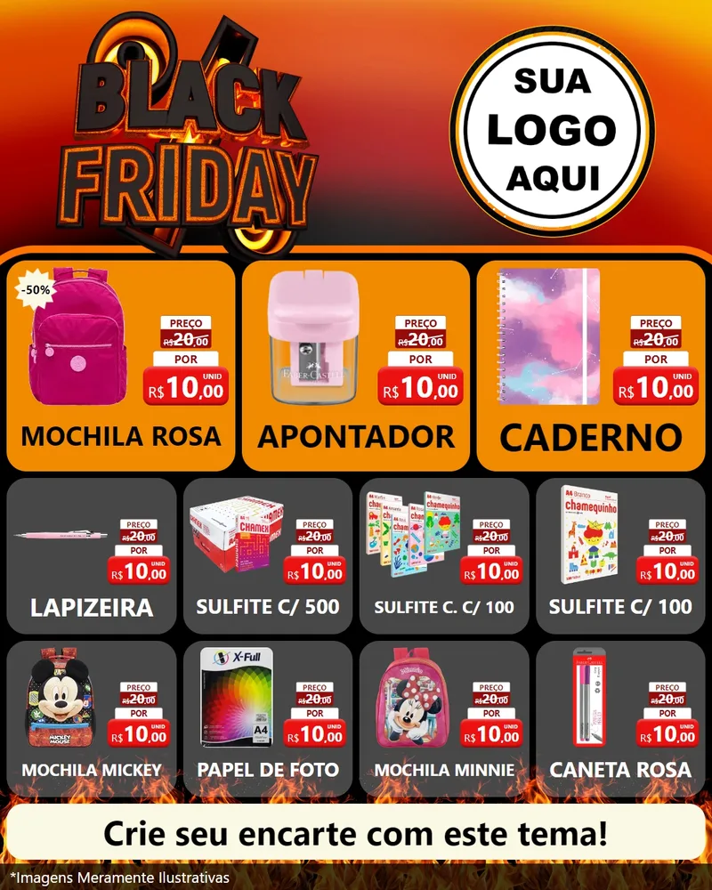 Modelo de Rede Social para Feed Instagram com o tema Black Friday para Papelaria