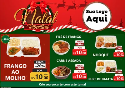 Modelo de Encarte para Encarte A4 Horizontal com o tema Natal Imperdível para Restaurante