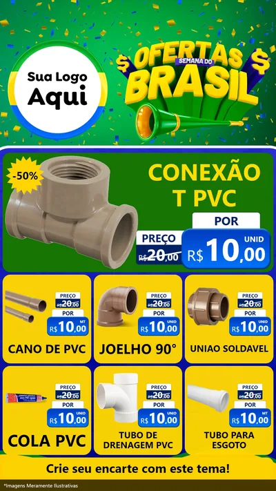 Modelo de Rede Social para Stories com o tema Ofertas Semana do Brasil para Tubos e conexões