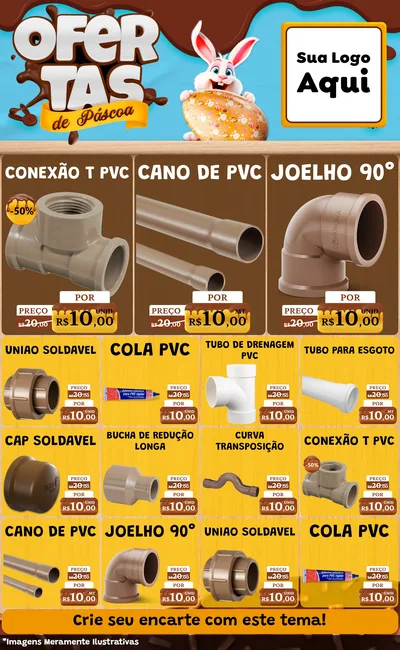 Modelo de Encarte para Encarte Grande com o tema Ofertas de Páscoa para Tubos e conexões