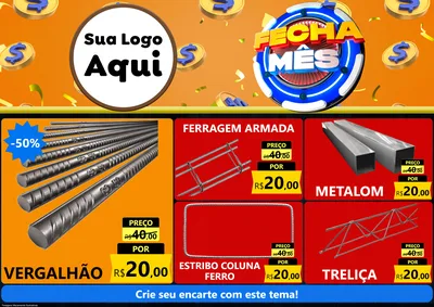 Modelo de Encarte para Encarte A4 Horizontal com o tema Fecha Mês para Ferragens