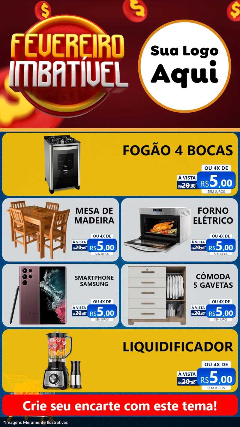 Modelo de TV para TV Vertical com o tema Fevereiro Imbatível para Móveis e Eletro