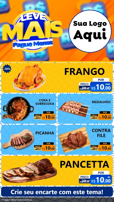 Modelo de TV para TV Vertical com o tema Leve Mais, Pague Menos para Assados