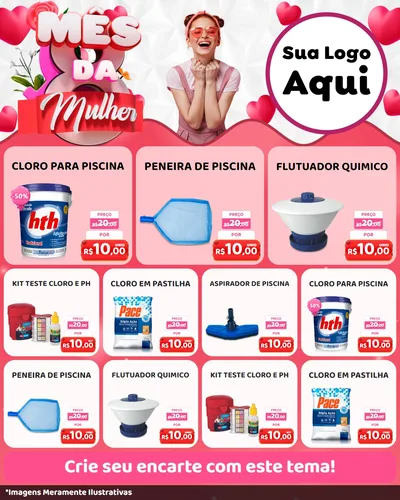 Modelo de Rede Social para Feed Instagram com o tema Mês da Mulher para Produtos para Piscina