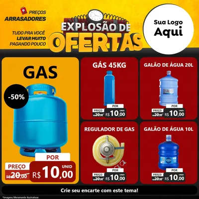 Modelo de Rede Social para Feed Facebook com o tema Explosão de Ofertas para Água e gás