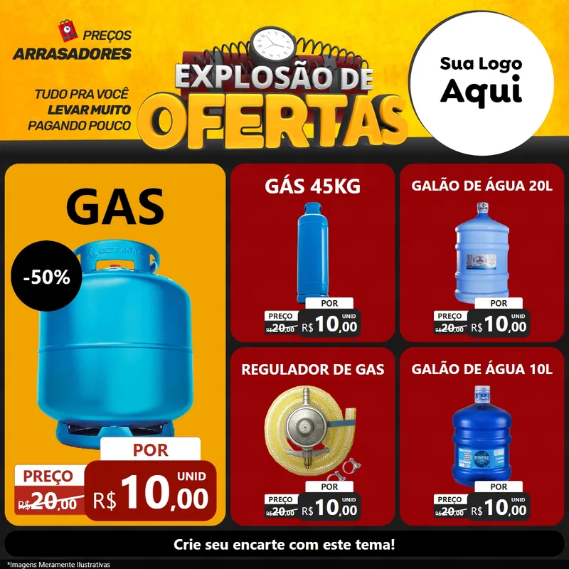 Modelo de Rede Social para Feed Facebook com o tema Explosão de Ofertas para Água e gás