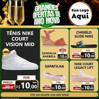 Modelo de Rede Social para Feed Facebook com o tema Grandes Ofertas de Ano Novo para Calçados