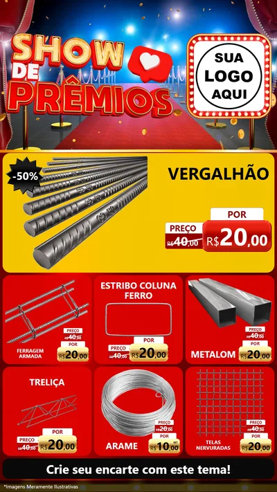 Modelo de Rede Social para Stories com o tema Show de Prêmios para Ferragens