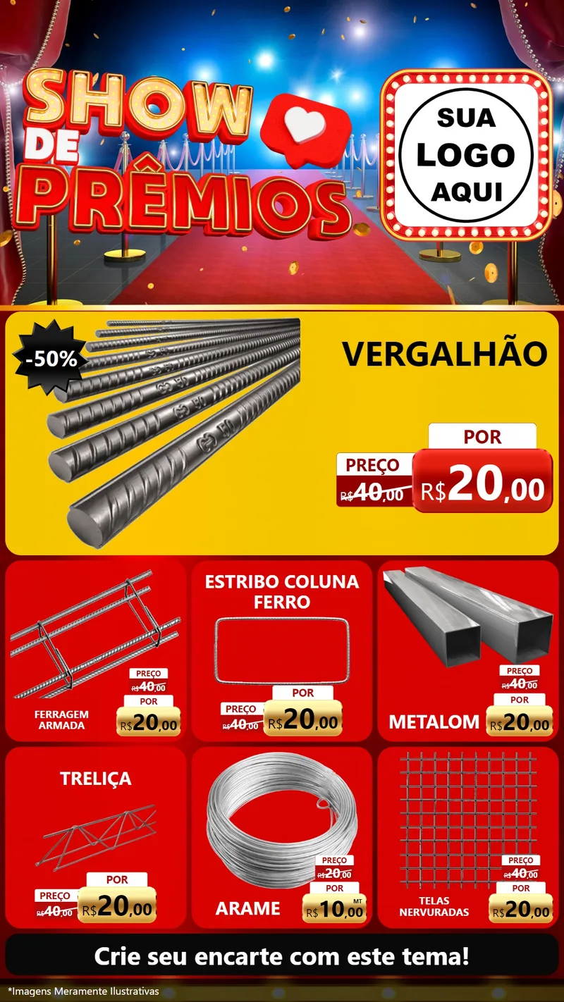 Modelo de Rede Social para Stories com o tema Show de Prêmios para Ferragens