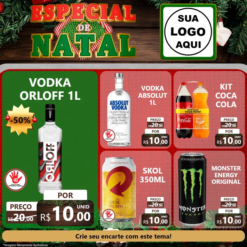 Modelo de Rede Social para Feed Facebook com o tema Especial de Natal para Distribuidora de bebidas