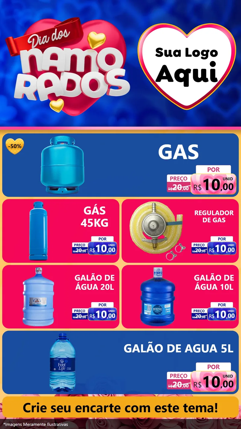 Modelo de TV para TV Vertical com o tema Dia dos namorados para Água e gás