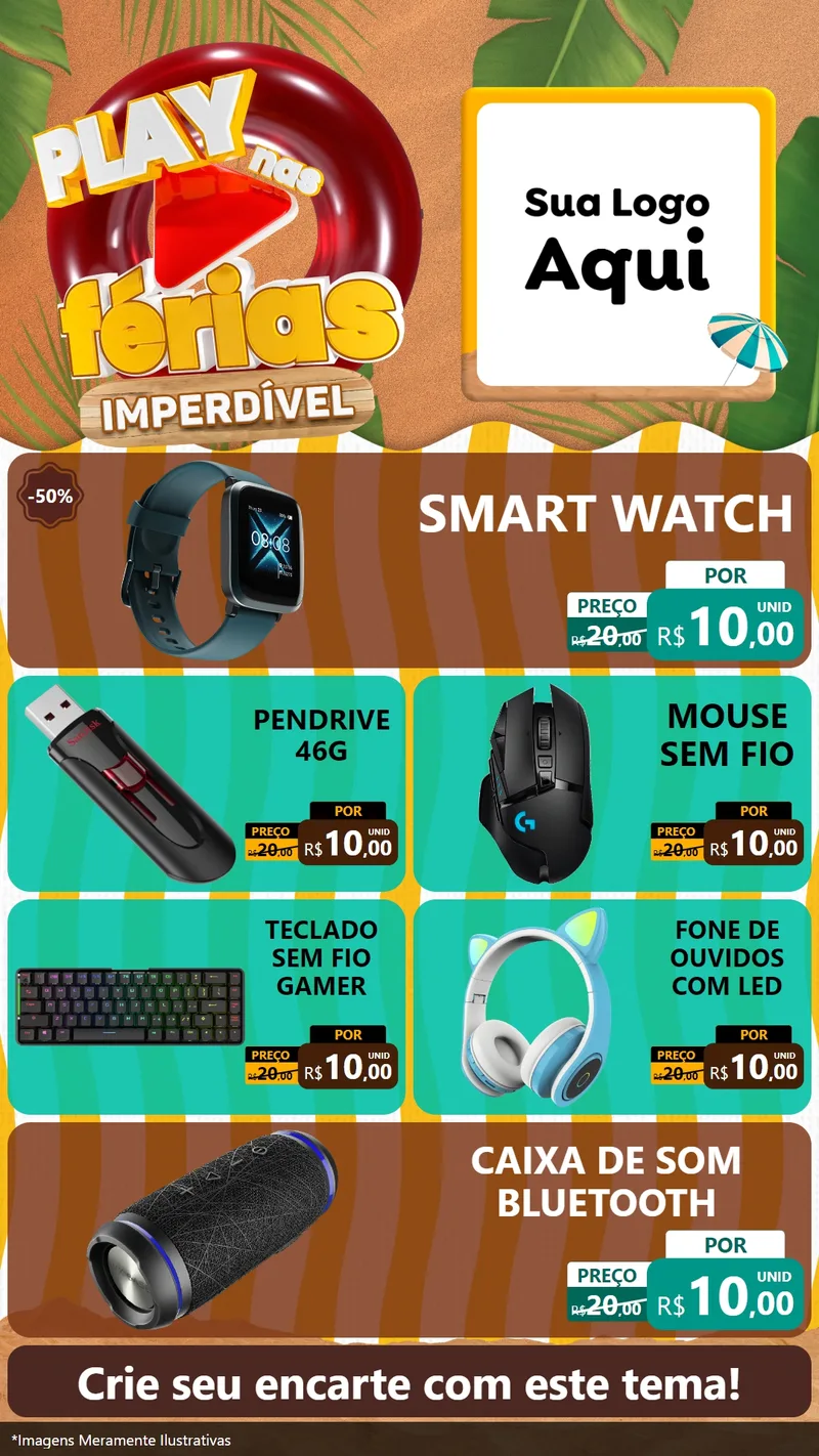 Modelo de TV para TV Vertical com o tema Play Nas Férias Imperdível para Informática