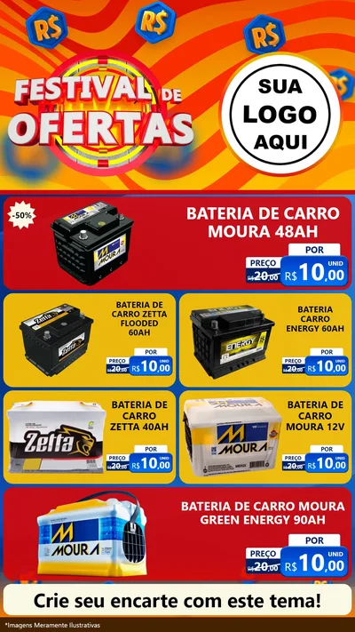 Modelo de TV para TV Vertical com o tema Festival de Ofertas para Baterias Elétricas