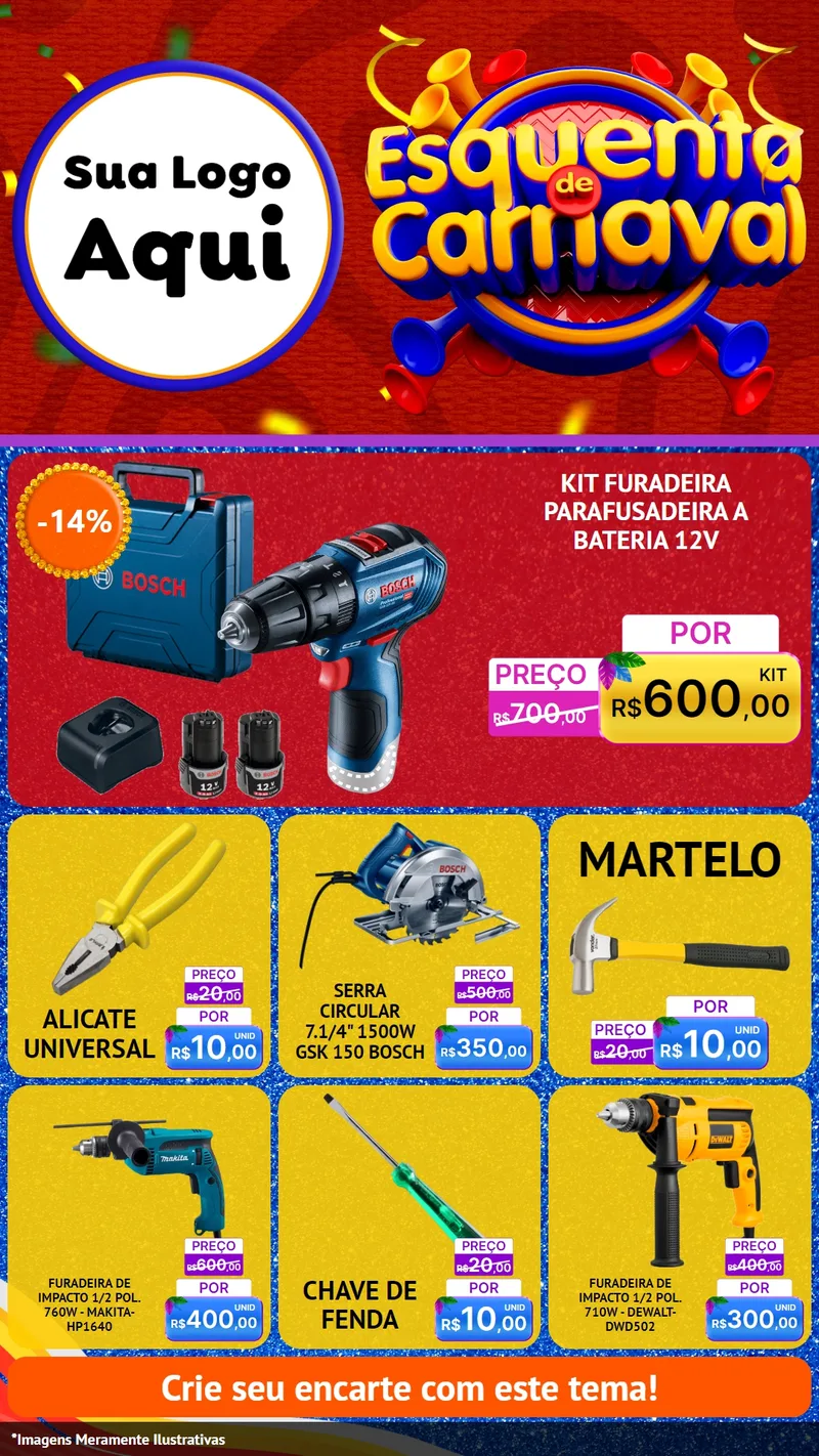 Modelo de Rede Social para Stories com o tema Esquenta de Carnaval para Maquinas e Ferramentas