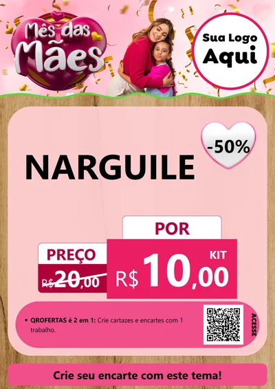 Modelo de Cartaz para Cartaz A4 Vertical com o tema Mês das Mães para Tabacaria