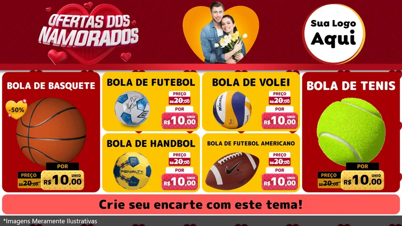 Modelo de TV para TV Horizontal com o tema Ofertas Dos Namorados para Artigos Esportivos