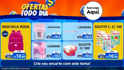 Modelo de TV para TV Horizontal com o tema Ofertas Todo Dia para Papelaria