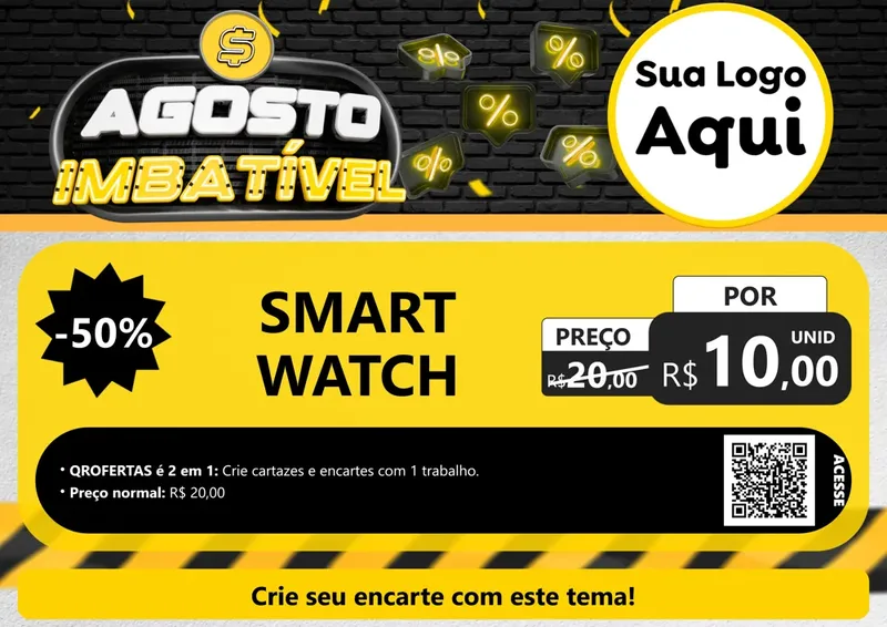 Modelo de Cartaz para Cartaz A4 Horizontal com o tema Agosto Imbatível para Informática