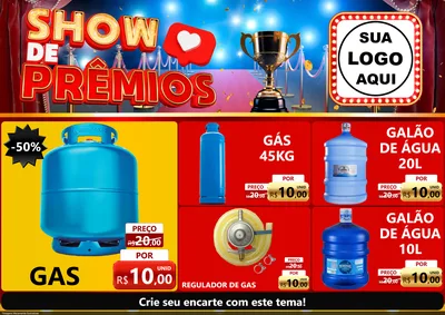 Modelo de Encarte para Encarte A4 Horizontal com o tema Show de Prêmios para Água e gás